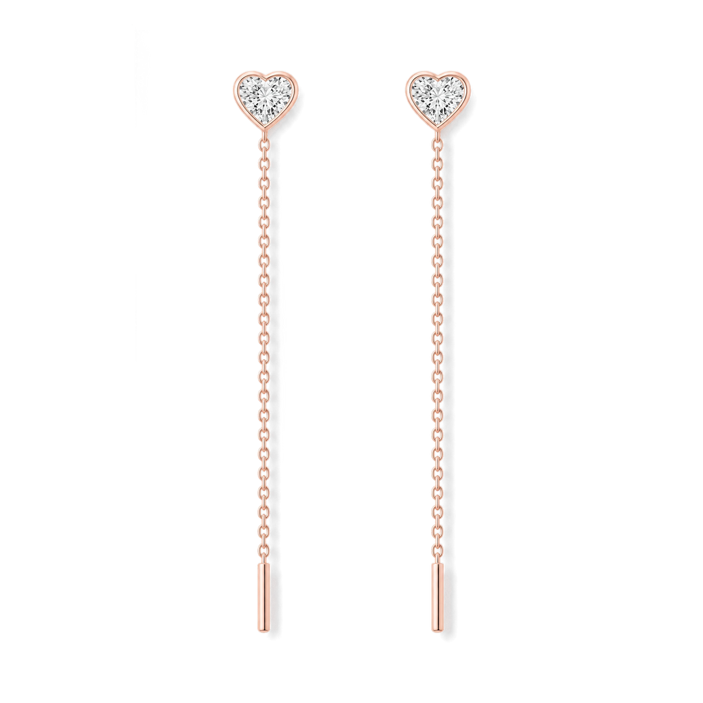 Heart Diamond Ear Threader in Rose Gold