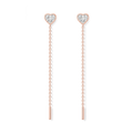 Heart Diamond Ear Threader in Rose Gold