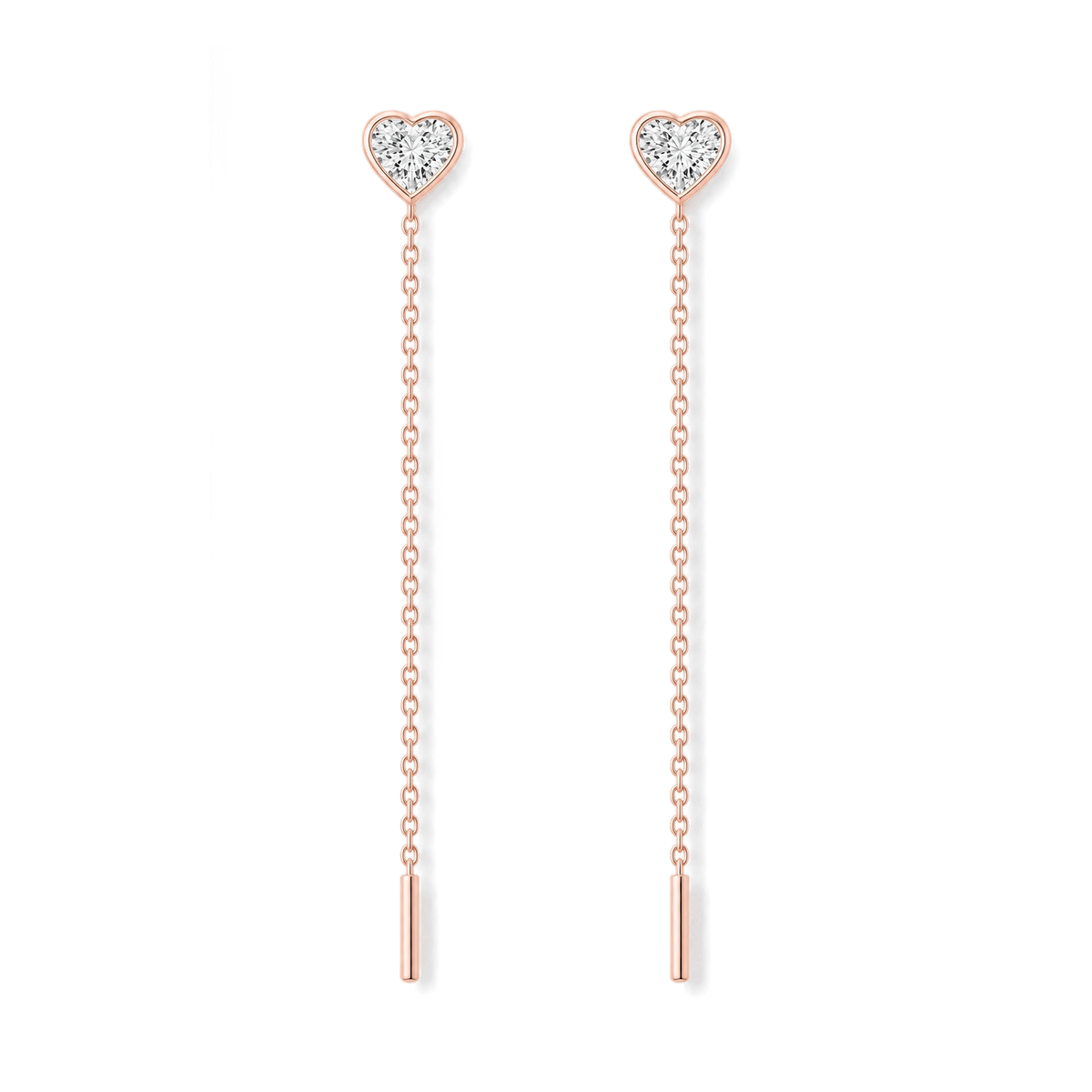 Heart Diamond Ear Threader in Rose Gold
