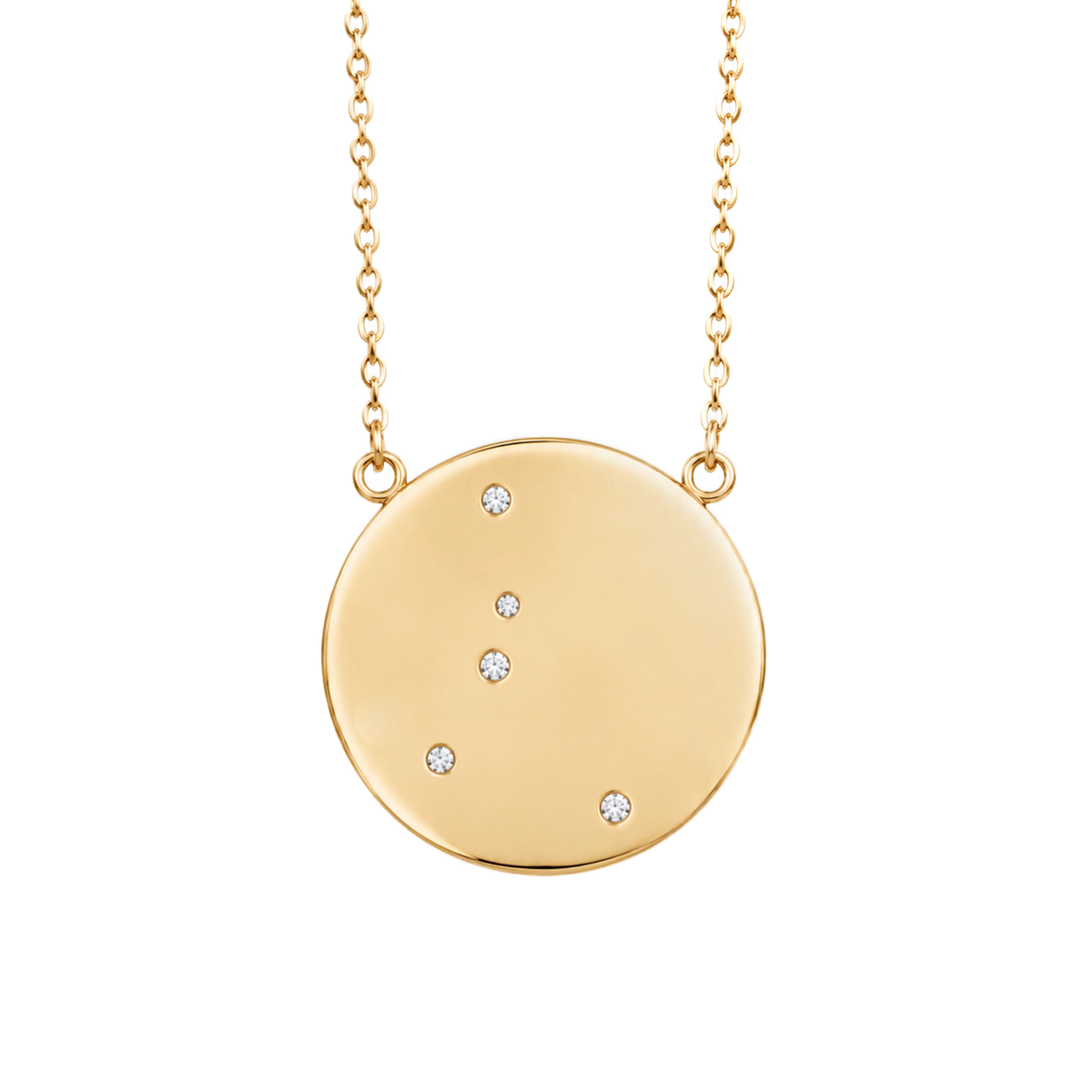 Cancer Constellation Necklace in Yellow Gold, polished finish