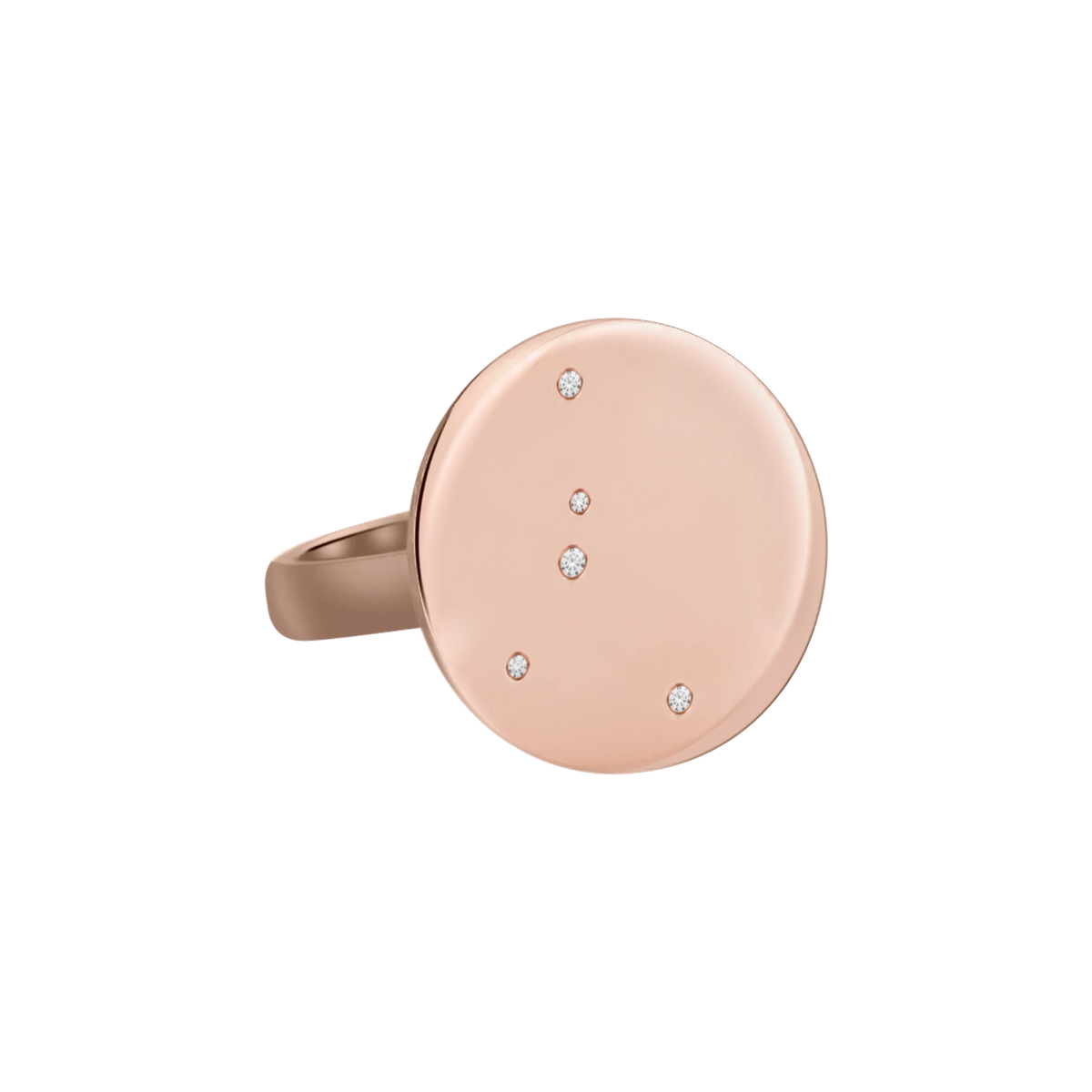 Cancer Constellation Ring in Rose Gold, polished finish