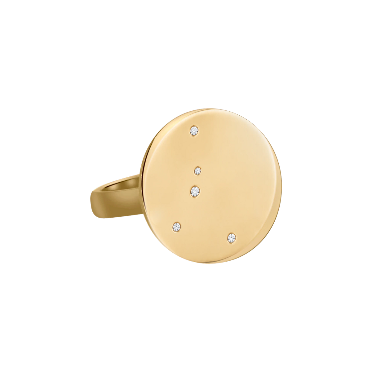 Cancer Constellation Ring in Yellow Gold, polished finish