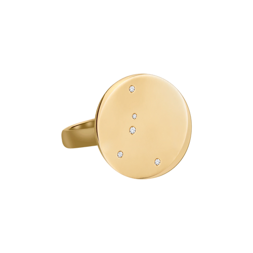 Cancer Constellation Ring in Yellow Gold, polished finish