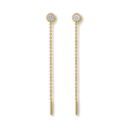 Round Diamond Ear Threader in Yellow Gold