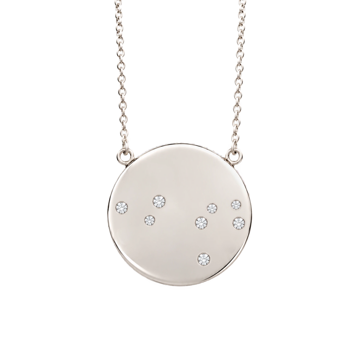 Leo Constellation Necklace in White Gold, polished finish