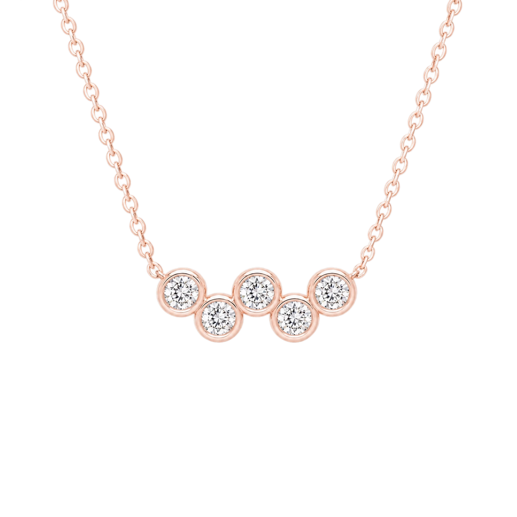 Round Diamond Row Necklace in Rose Gold