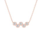 Round Diamond Row Necklace in Rose Gold