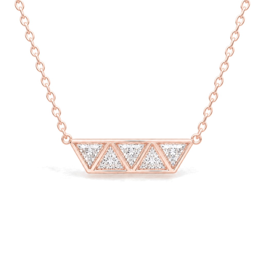 Triangle Diamond Row Necklace in Rose Gold