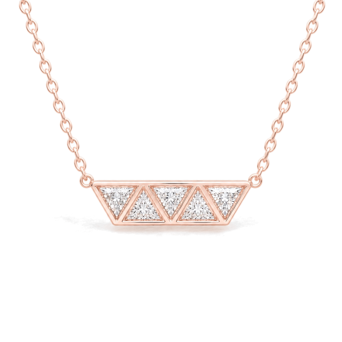 Triangle Diamond Row Necklace in Rose Gold
