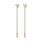 Triangle Diamond Ear Threader in Yellow Gold angled view