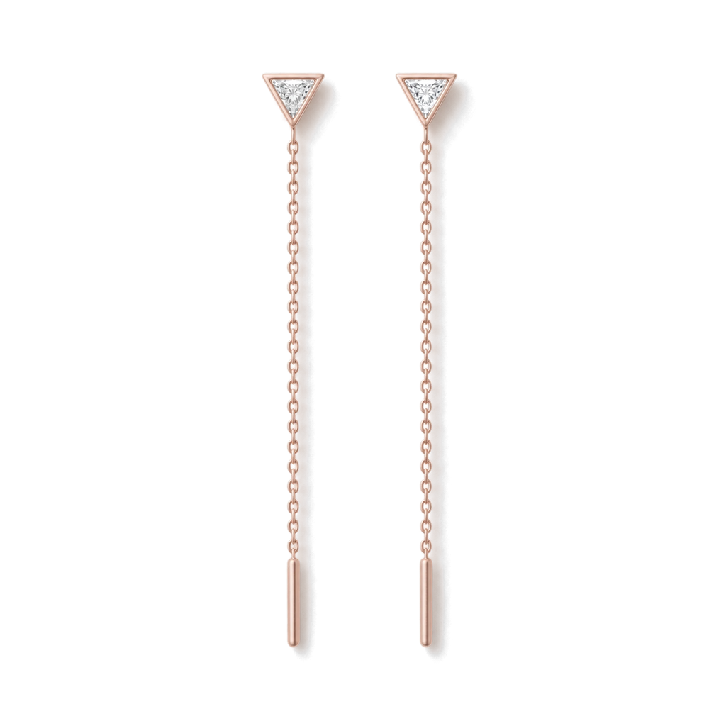 Triangle Diamond Ear Threader in Rose Gold