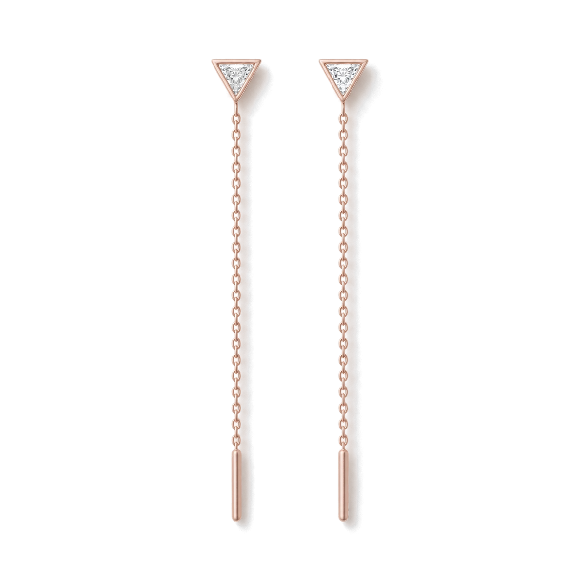 Triangle Diamond Ear Threader in Rose Gold