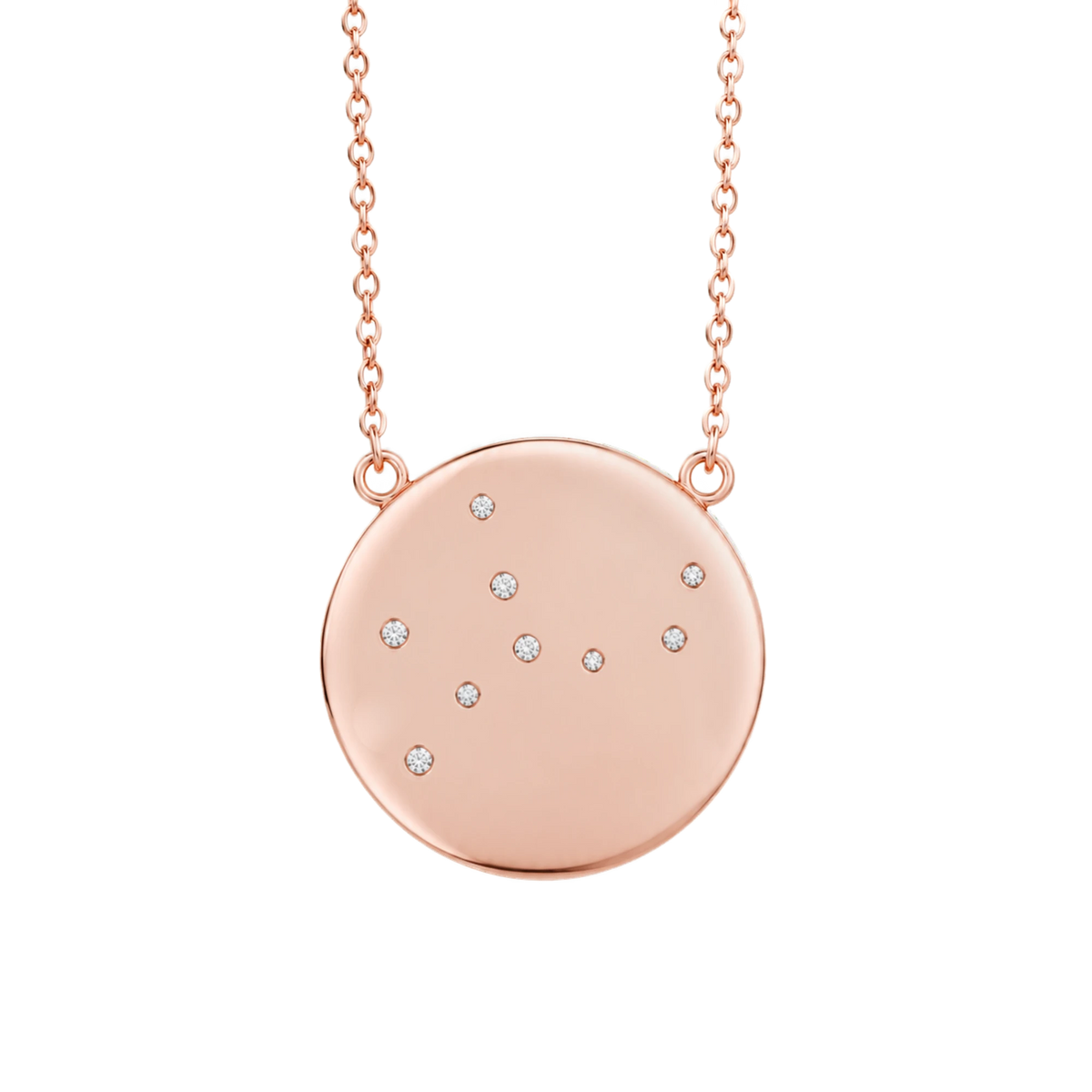 Virgo Constellation Necklace in Rose Gold, polished finish