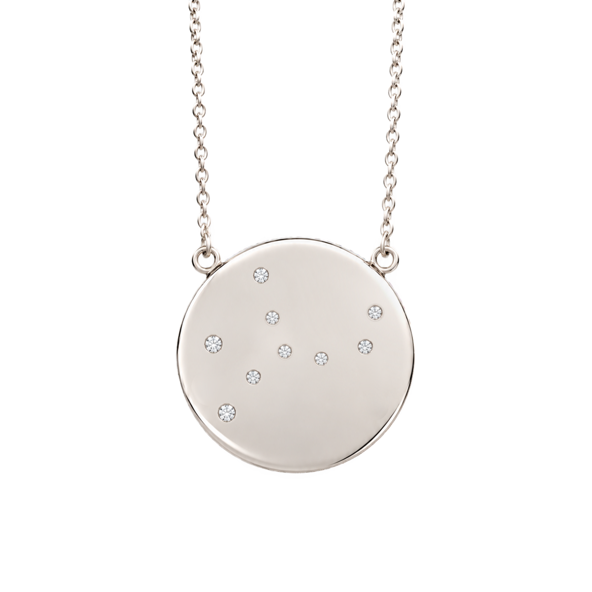 Virgo Constellation Necklace in White Gold, polished finish
