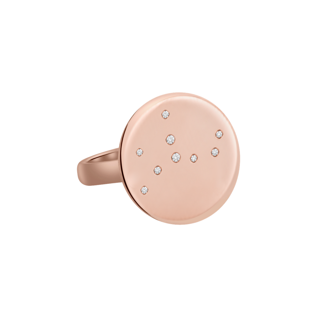 Virgo Constellation Ring in Rose Gold, polished finish