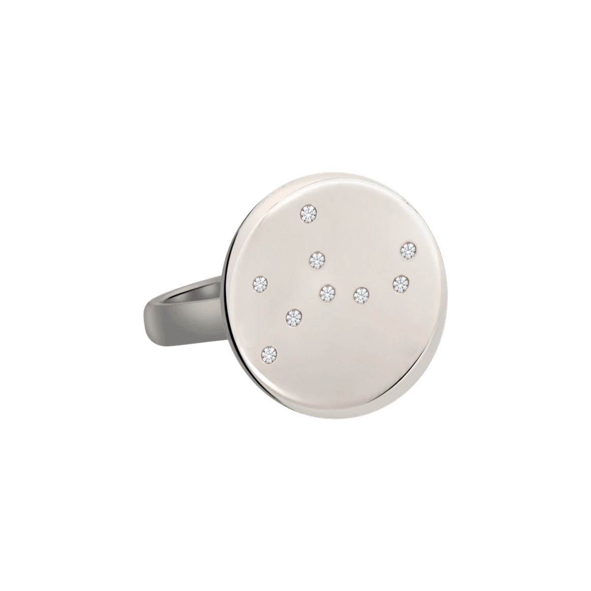 Virgo Constellation Ring in White Gold, polished finish