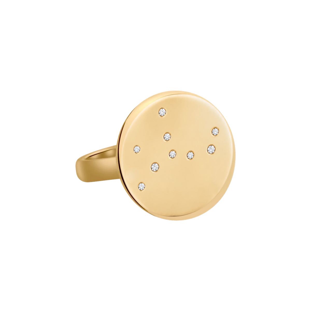 Virgo Constellation Ring in Yellow Gold, polished finish