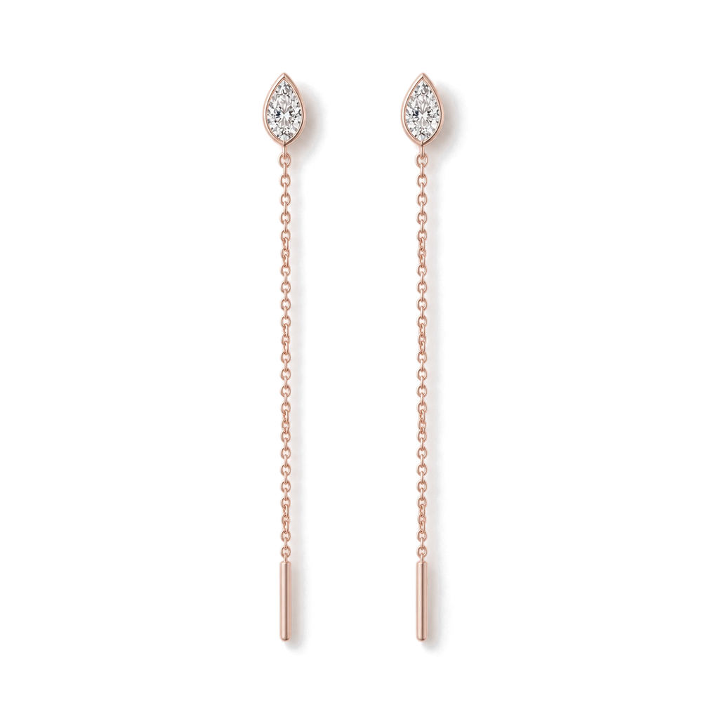 Pear Diamond Ear Threader in Rose Gold