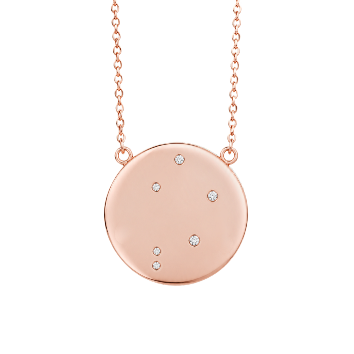 Libra Constellation Necklace in Rose Gold, polished finish