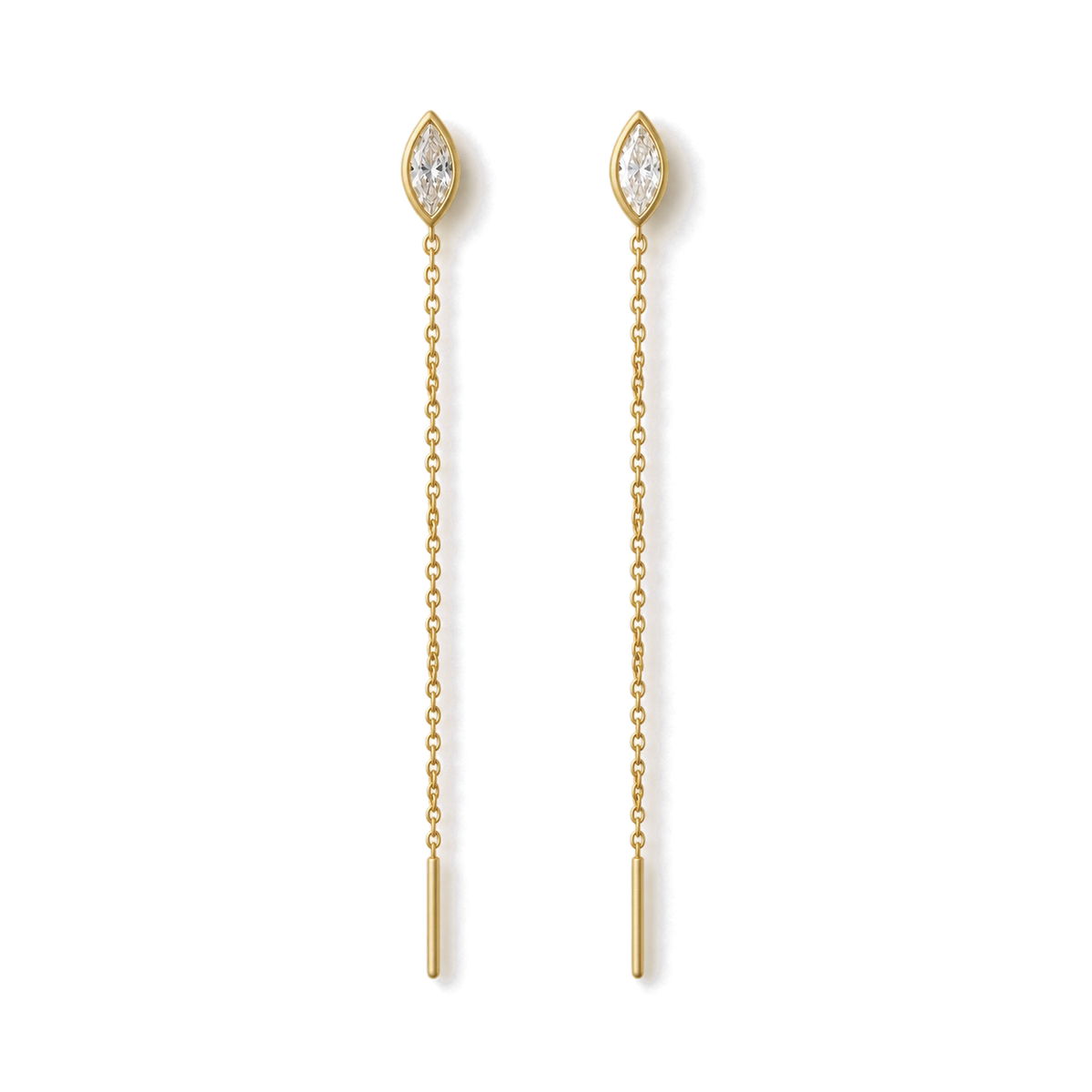 Marquis Diamond Ear Threader in Yellow Gold