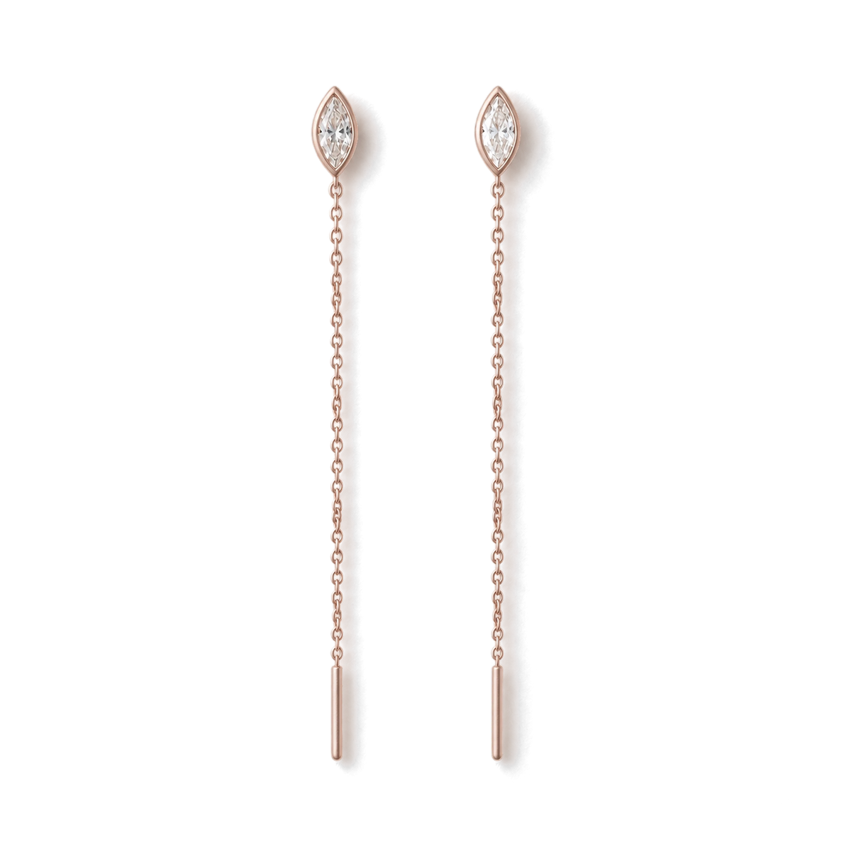 Marquis Diamond Ear Threader in Rose Gold