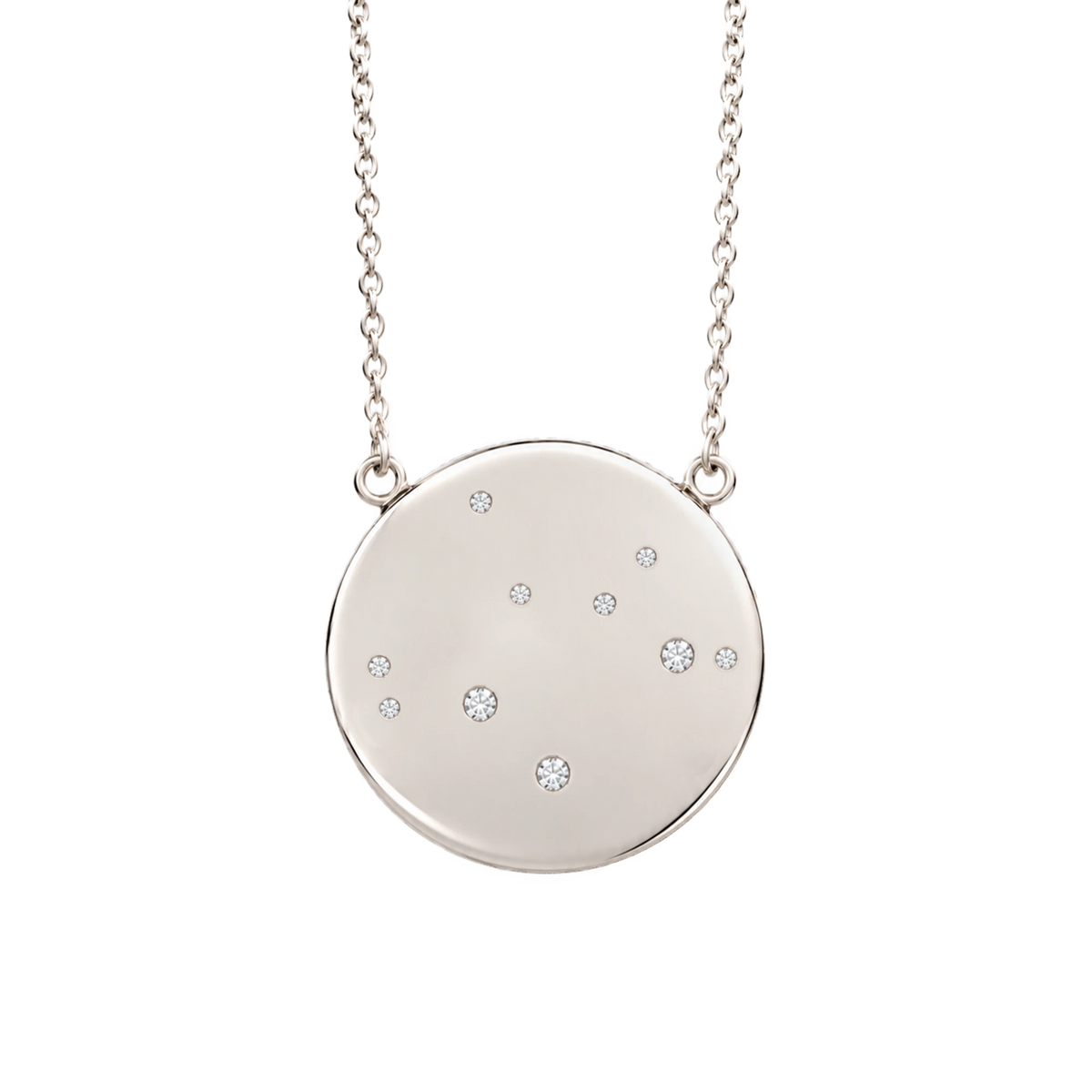 Sagittarius Constellation Necklace in White Gold, polished finish
