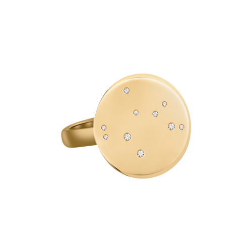 Sagittarius Constellation Ring in Yellow Gold, polished finish