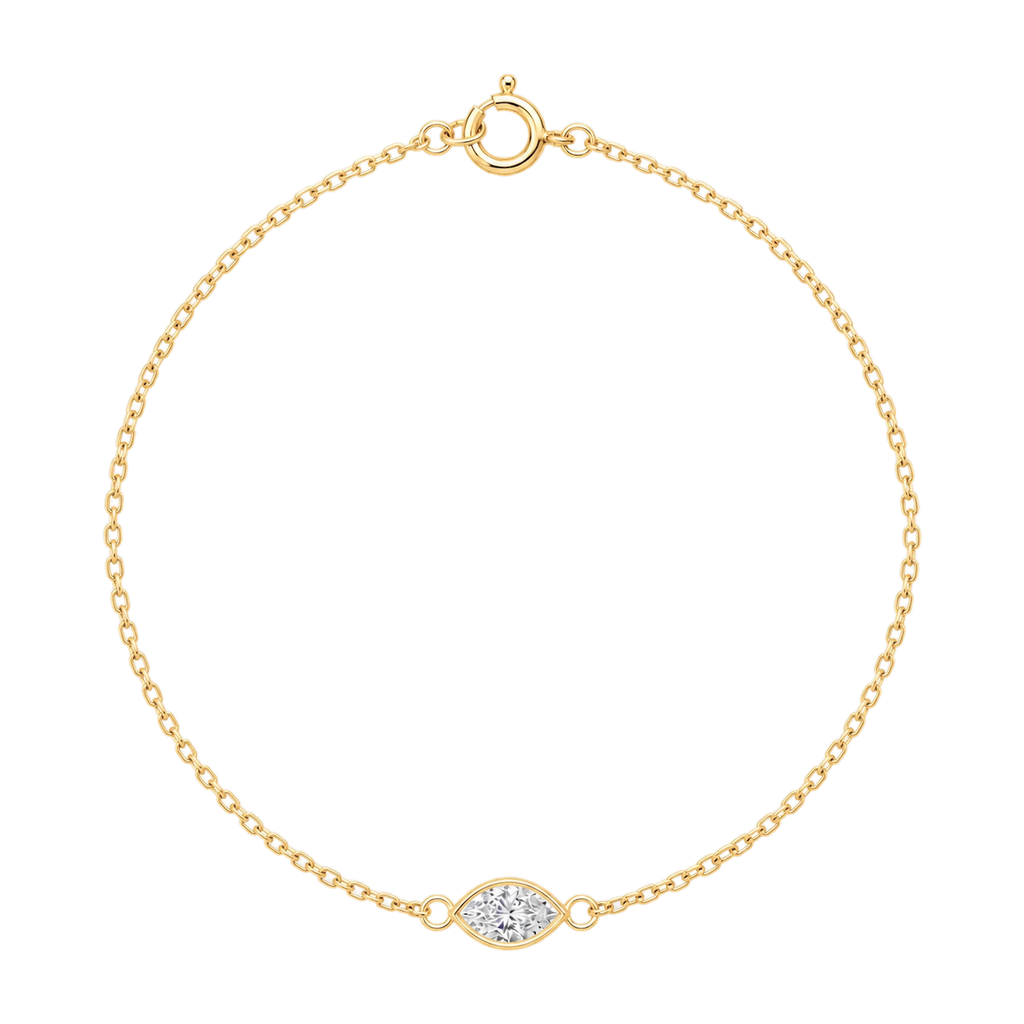 Marquis Diamond Solitaire Bracelet in Yellow Gold