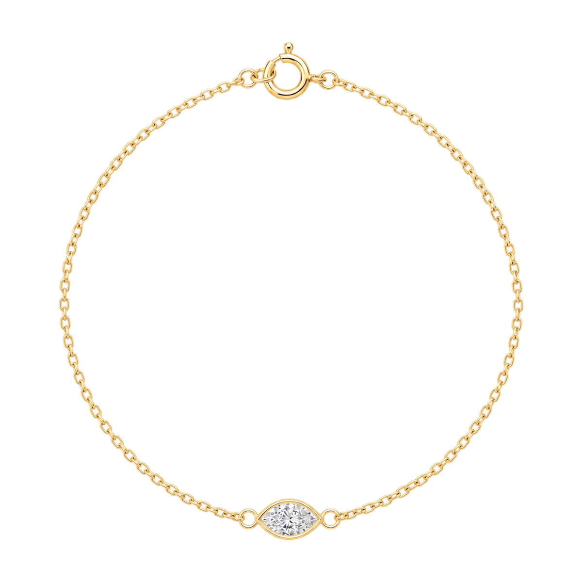 Marquis Diamond Solitaire Bracelet in Yellow Gold