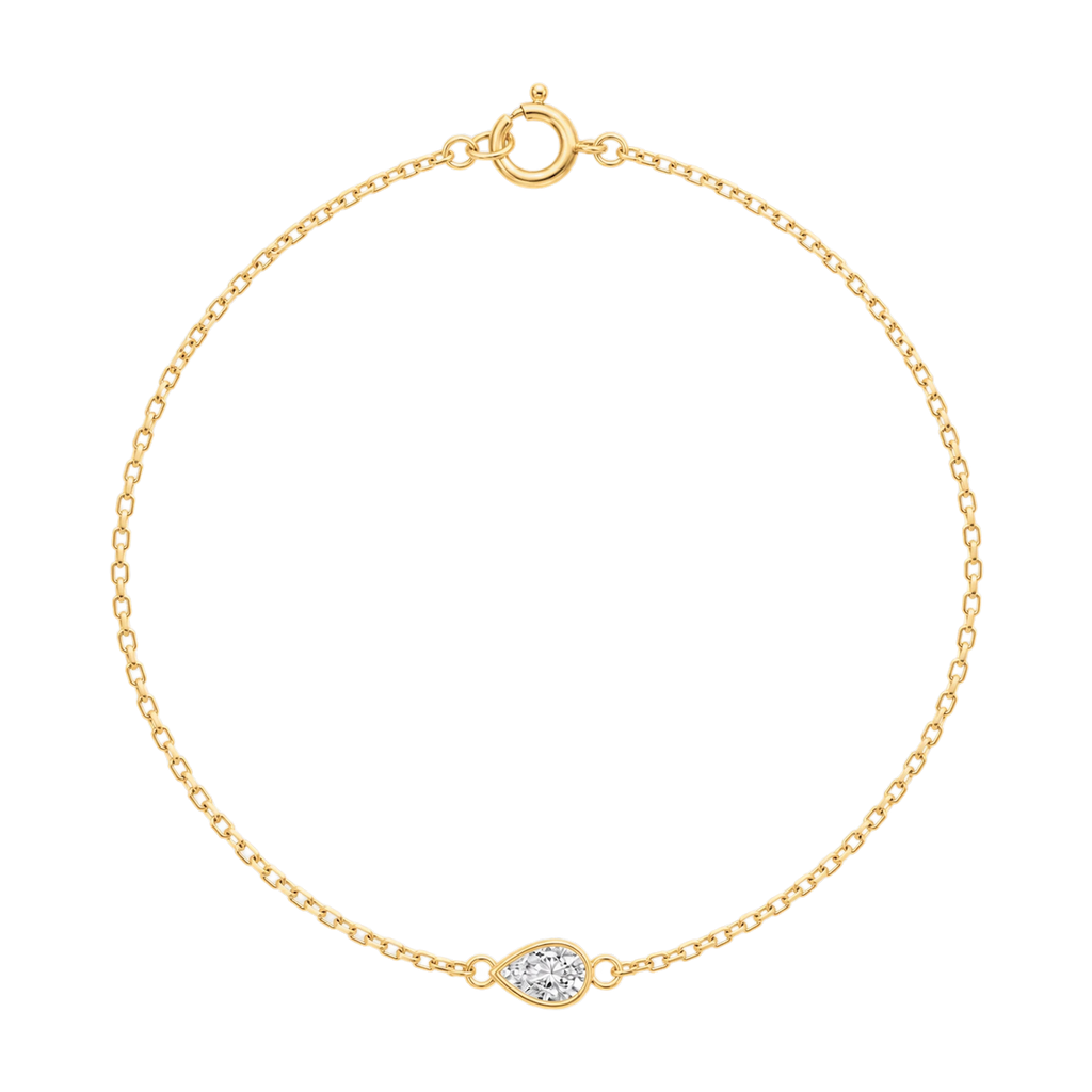 Pear Diamond Solitaire Bracelet in Yellow Gold