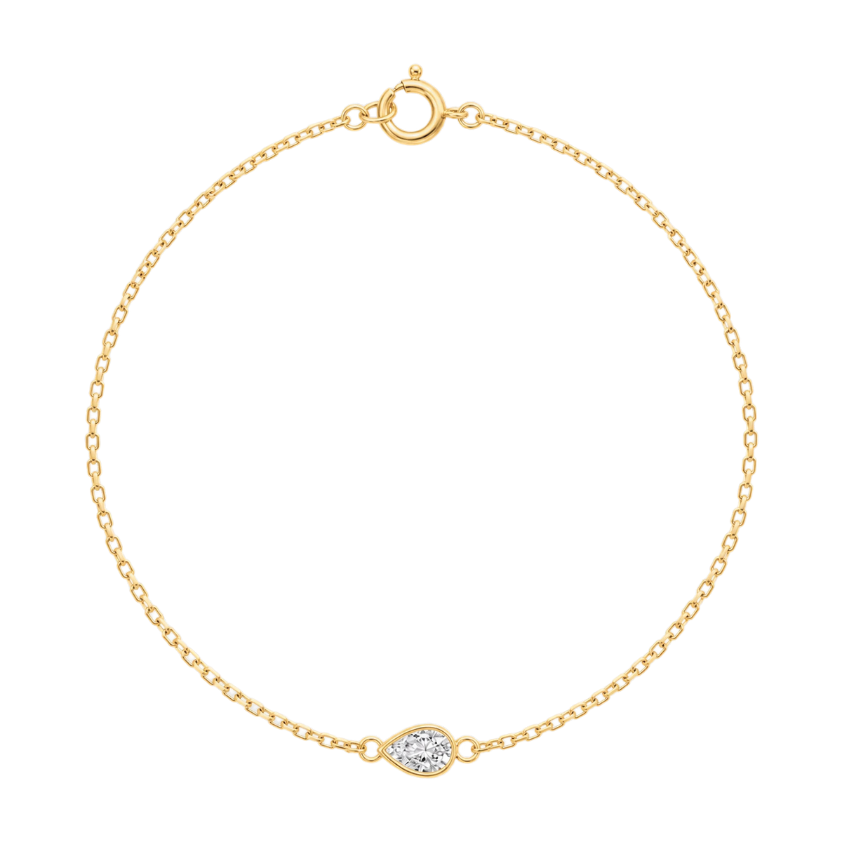 Pear Diamond Solitaire Bracelet in Yellow Gold