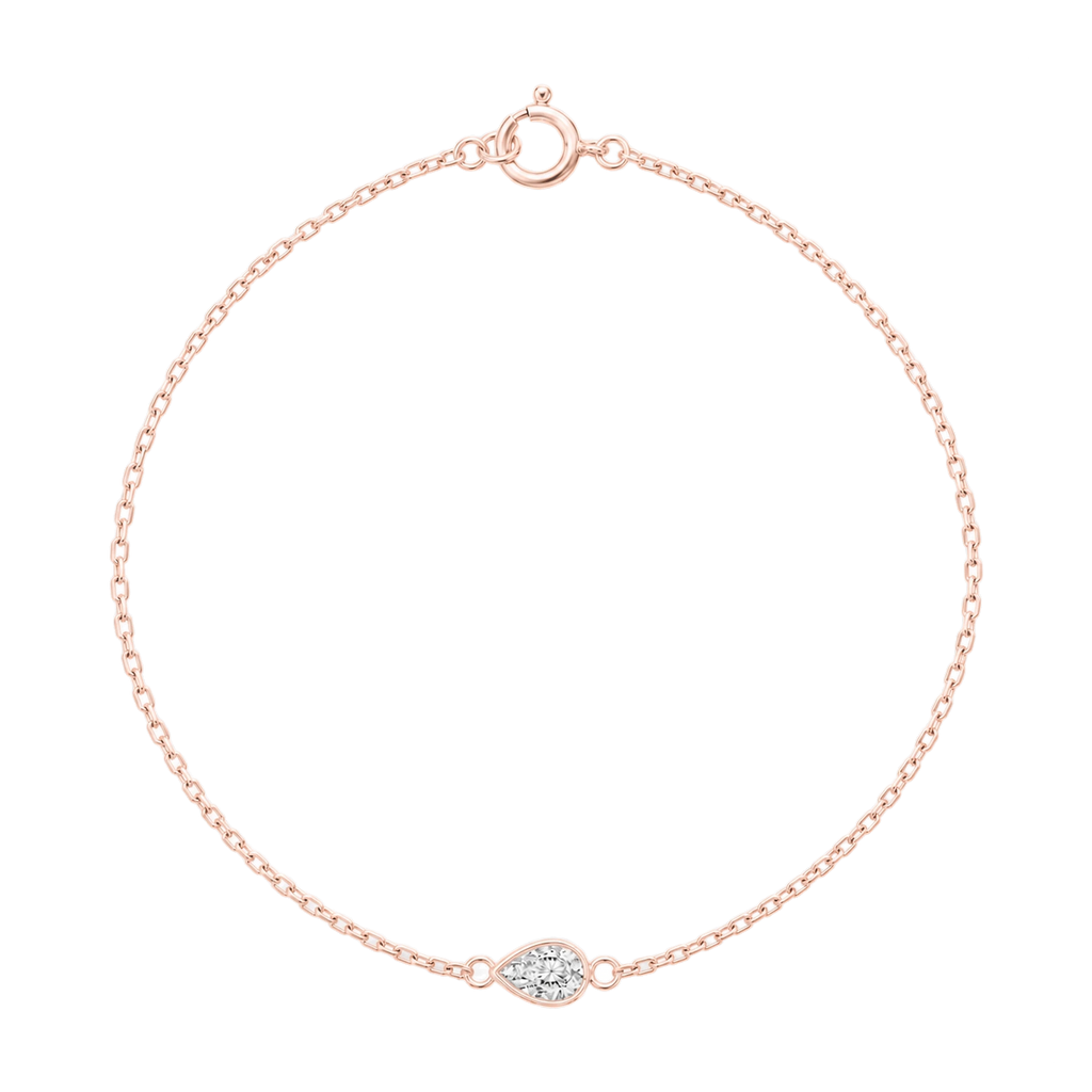 Pear Diamond Solitaire Bracelet in Rose Gold