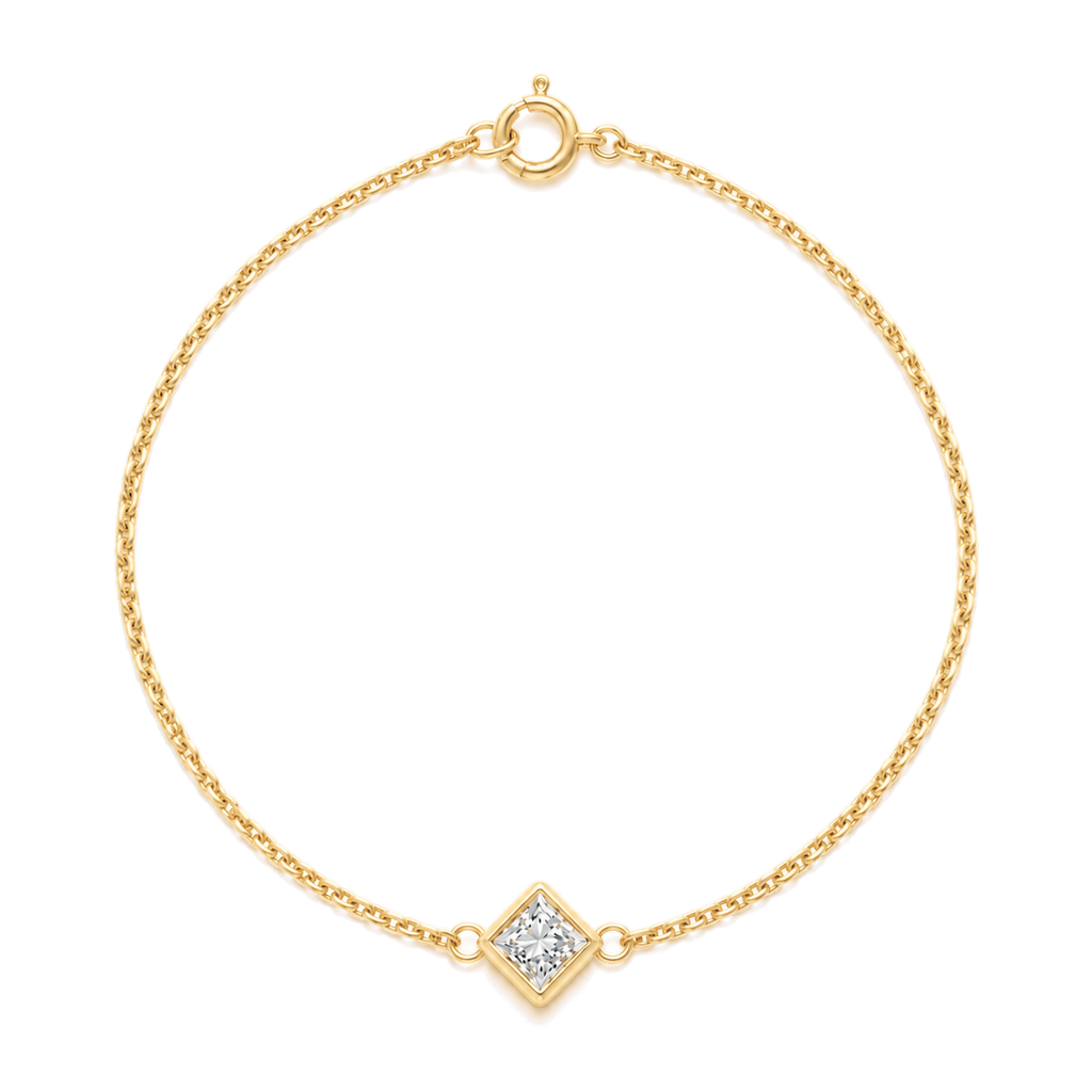 Princess Diamond Solitaire Bracelet in Yellow Gold