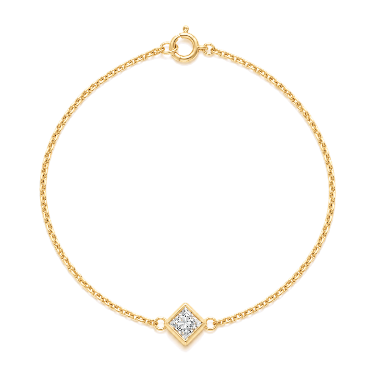 Princess Diamond Solitaire Bracelet in Yellow Gold