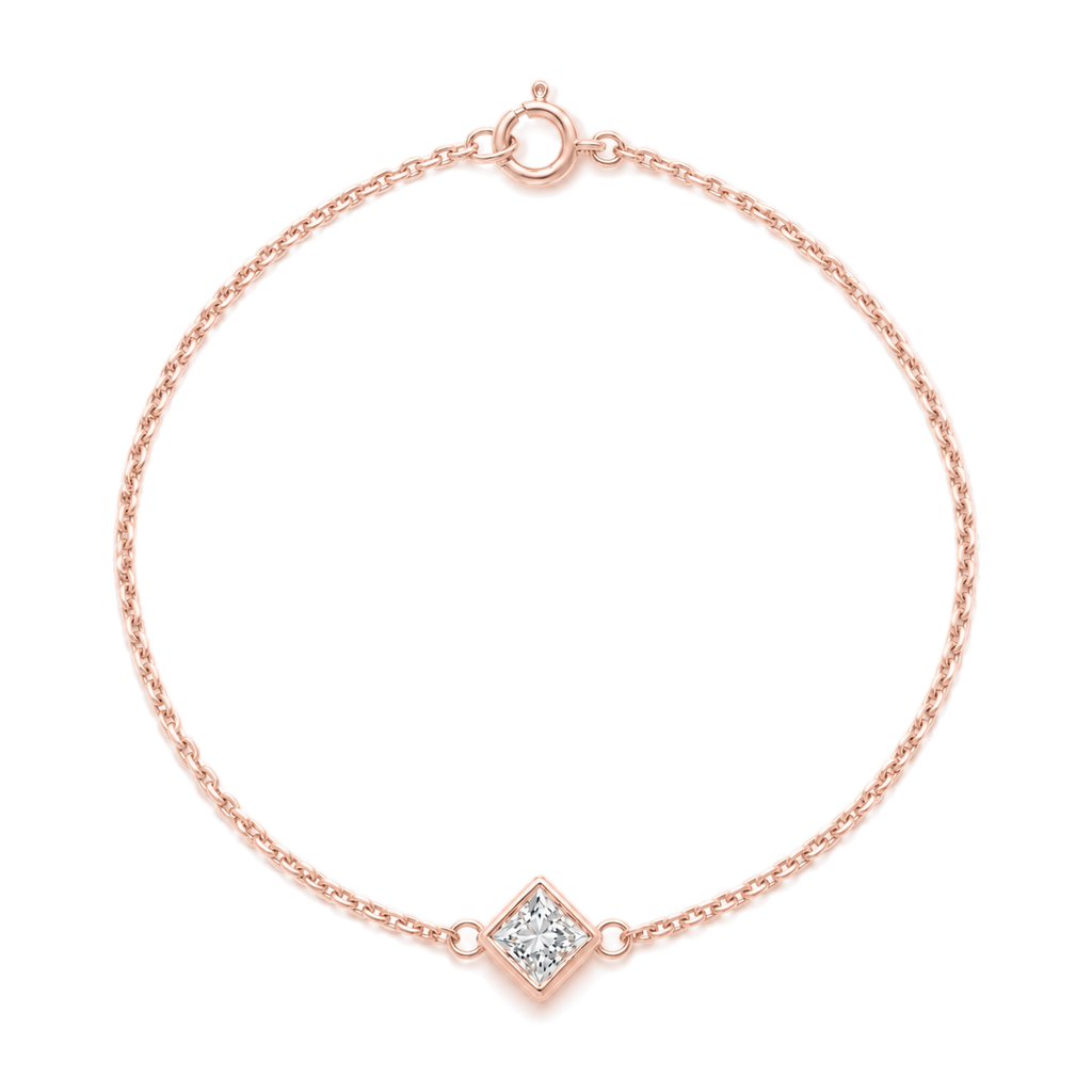 Princess Diamond Solitaire Bracelet in Rose Gold