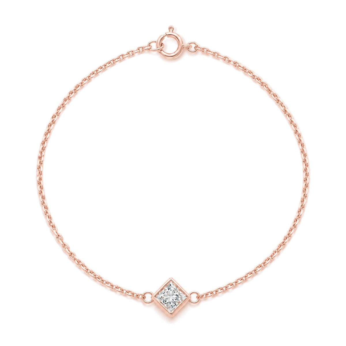 Princess Diamond Solitaire Bracelet in Rose Gold