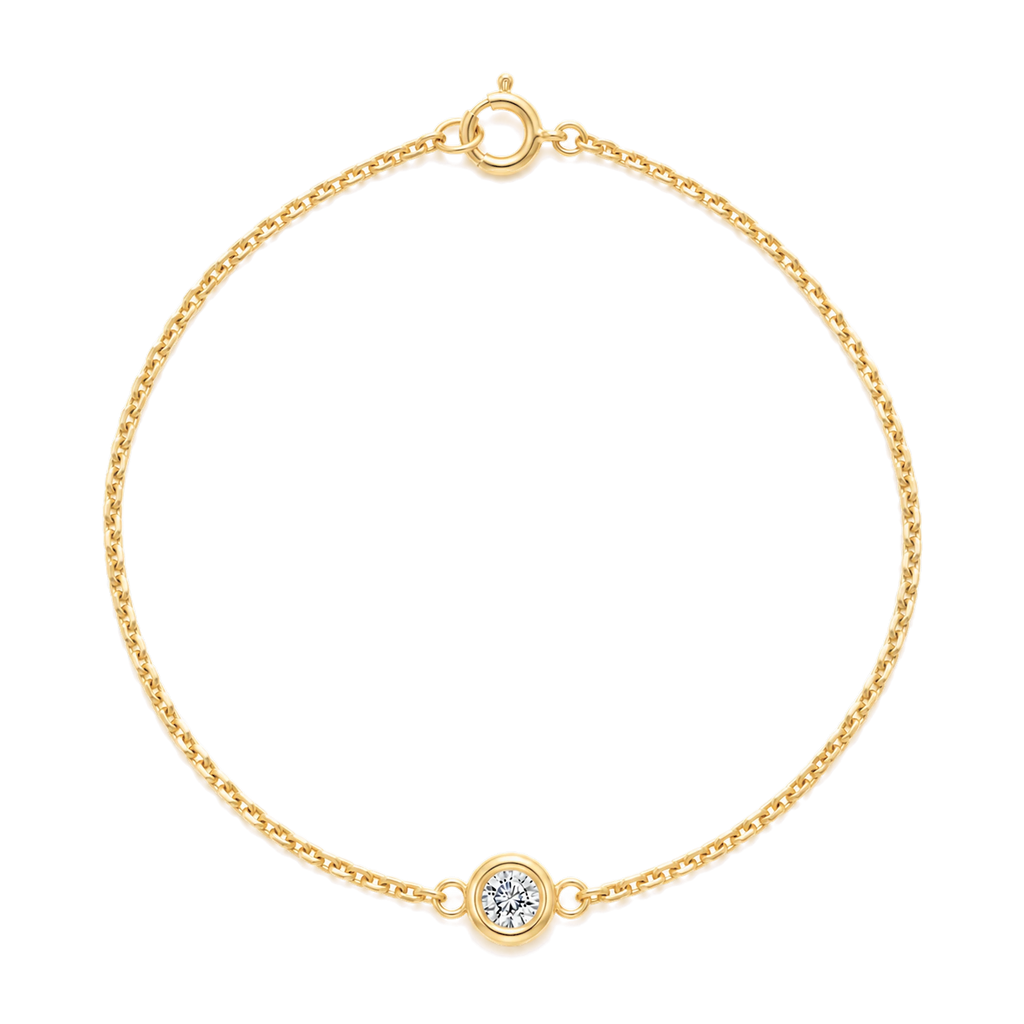 Round Diamond Solitaire Bracelet in Yellow Gold