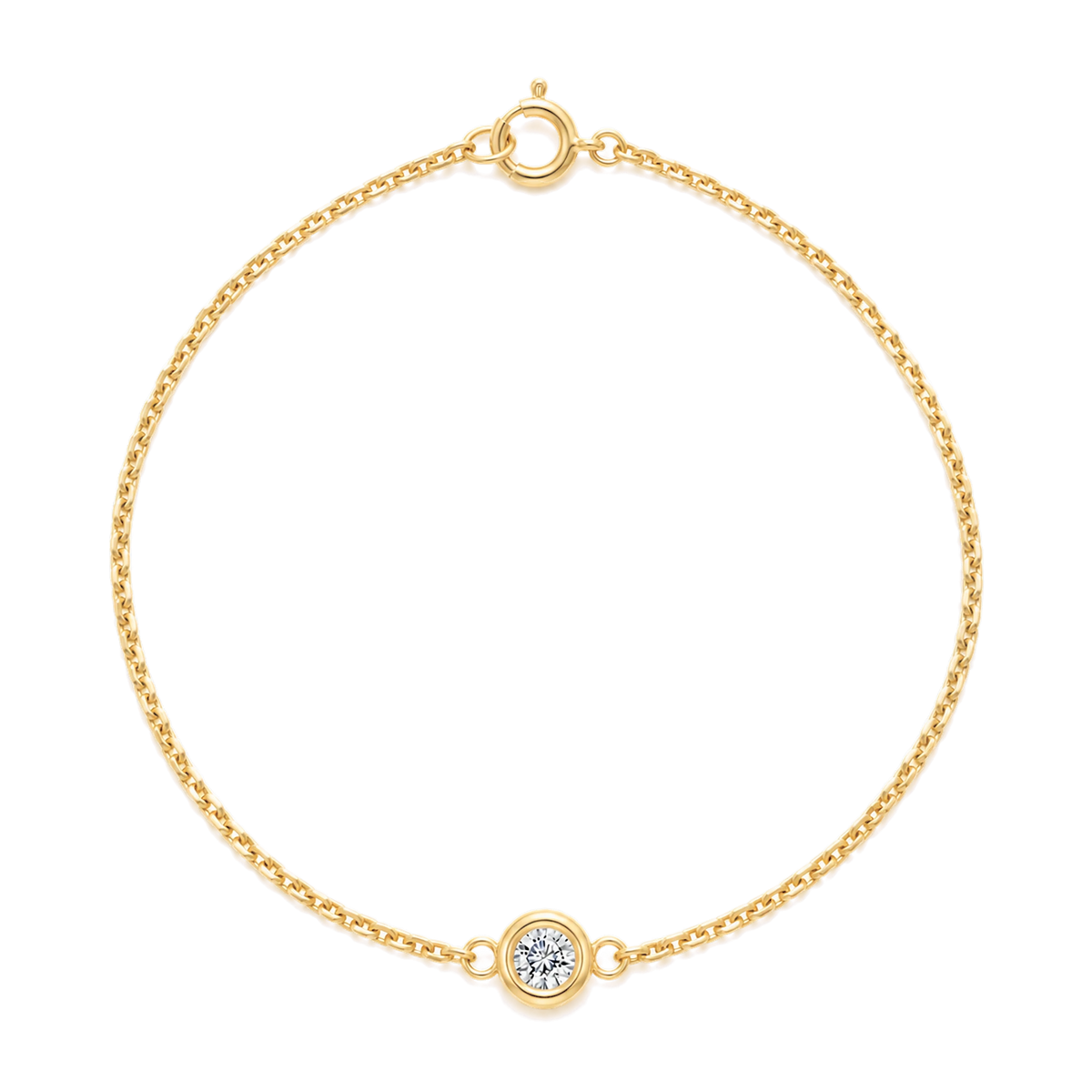 Round Diamond Solitaire Bracelet in Yellow Gold