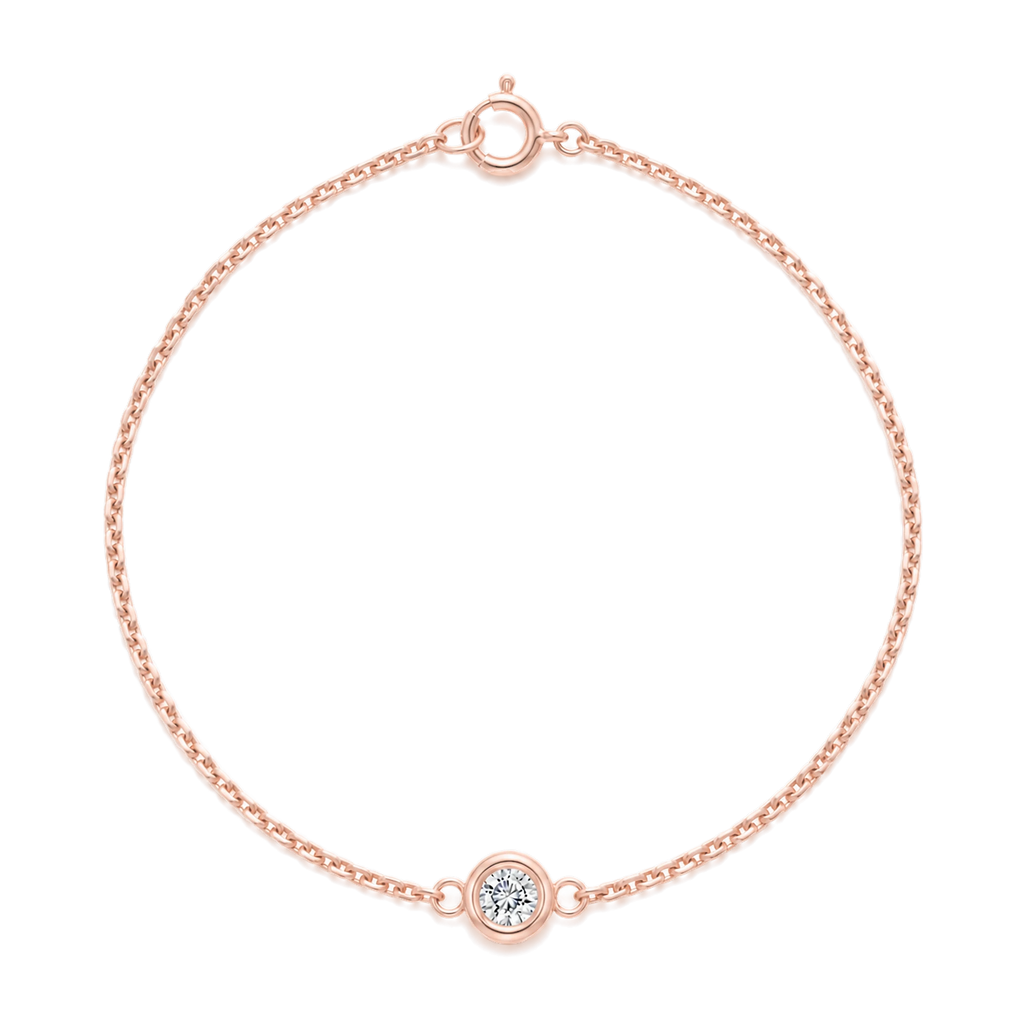 Round Diamond Solitaire Bracelet in Rose Gold