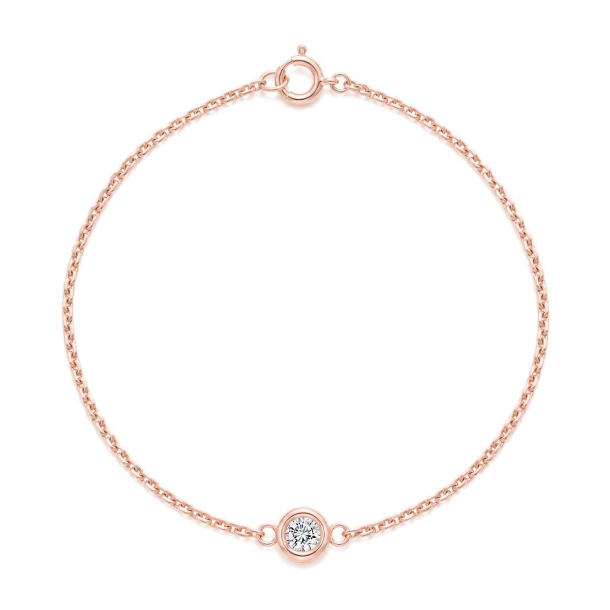 Round Diamond Solitaire Bracelet in Rose Gold