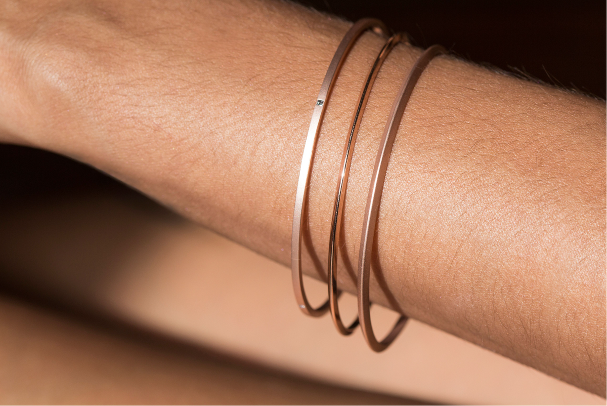 Square Solid Gold Diamond Bangle
