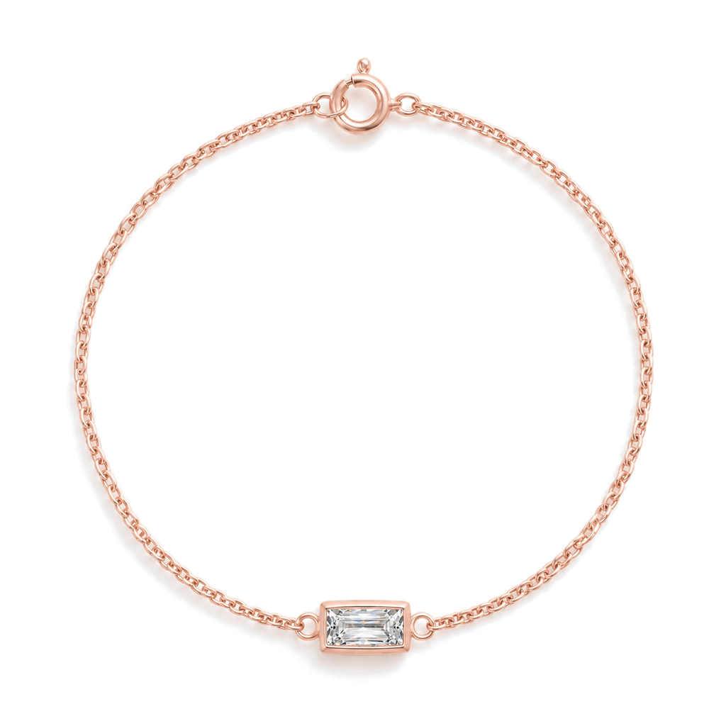 Baguette Diamond Solitaire Bracelet in Rose Gold