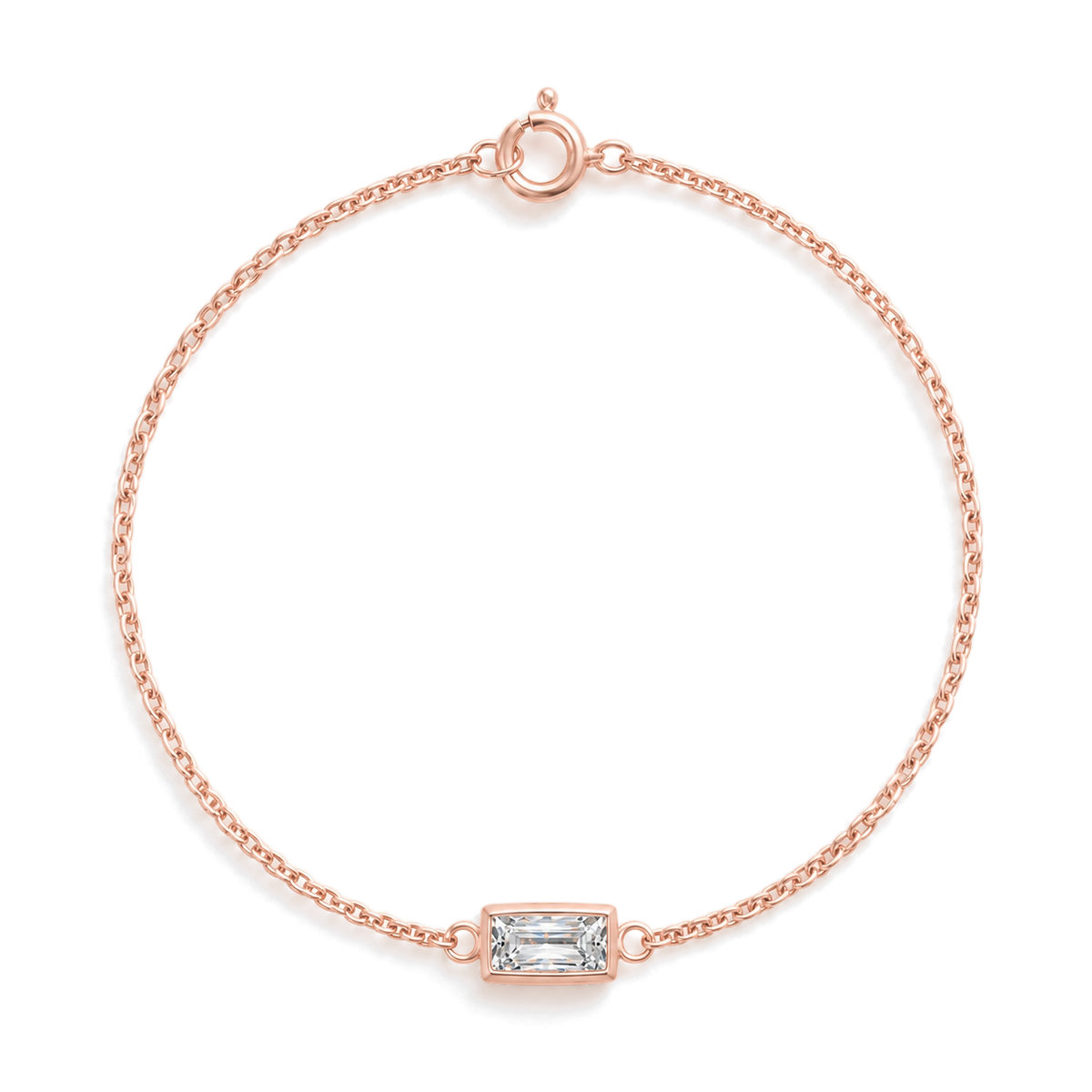 Baguette Diamond Solitaire Bracelet in Rose Gold