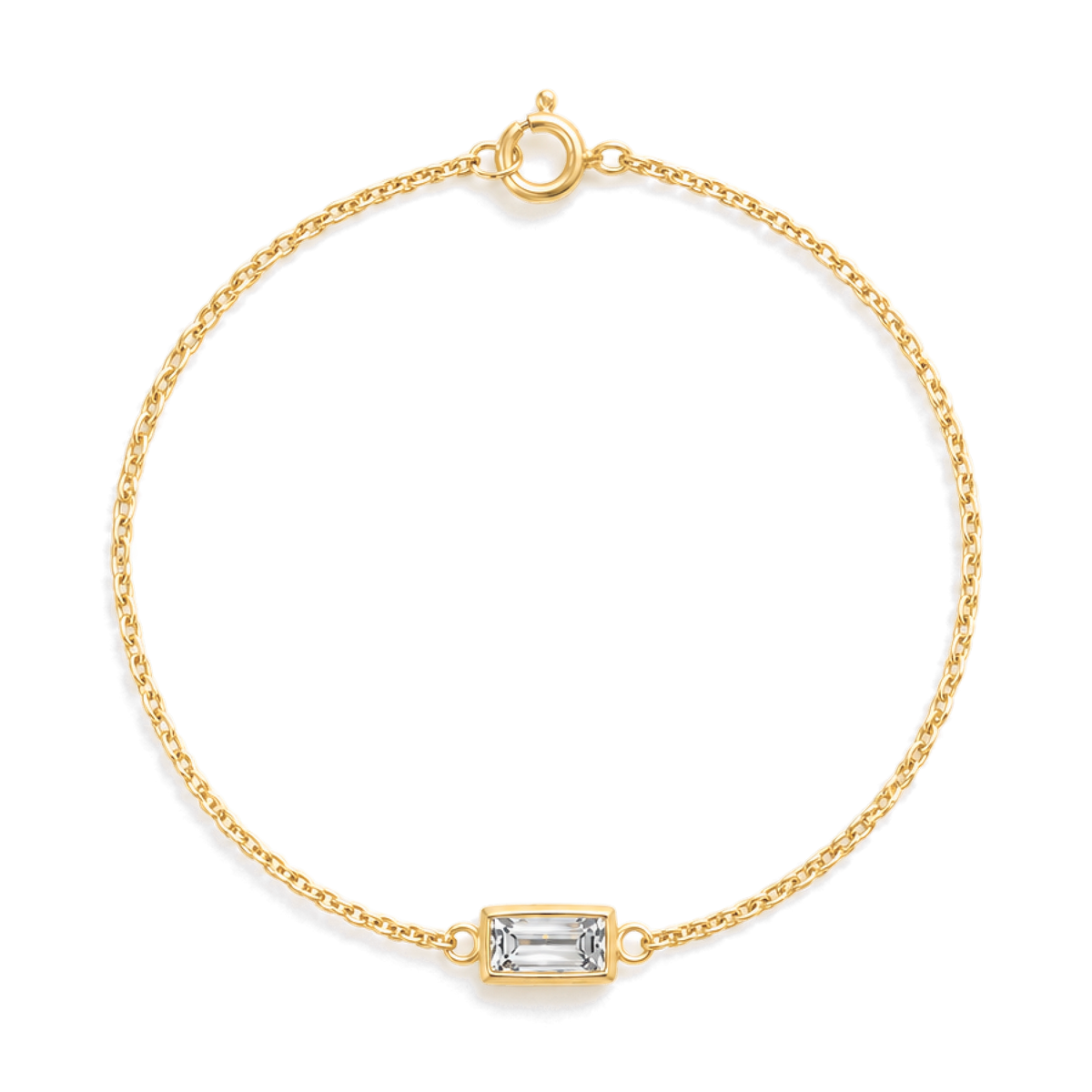 Baguette Diamond Solitaire Bracelet in Yellow Gold
