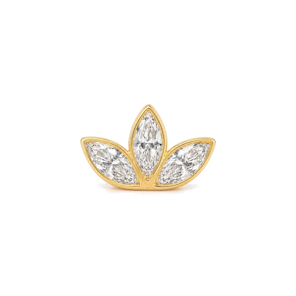 Lotus Diamond Cluster Stud in Yellow Gold