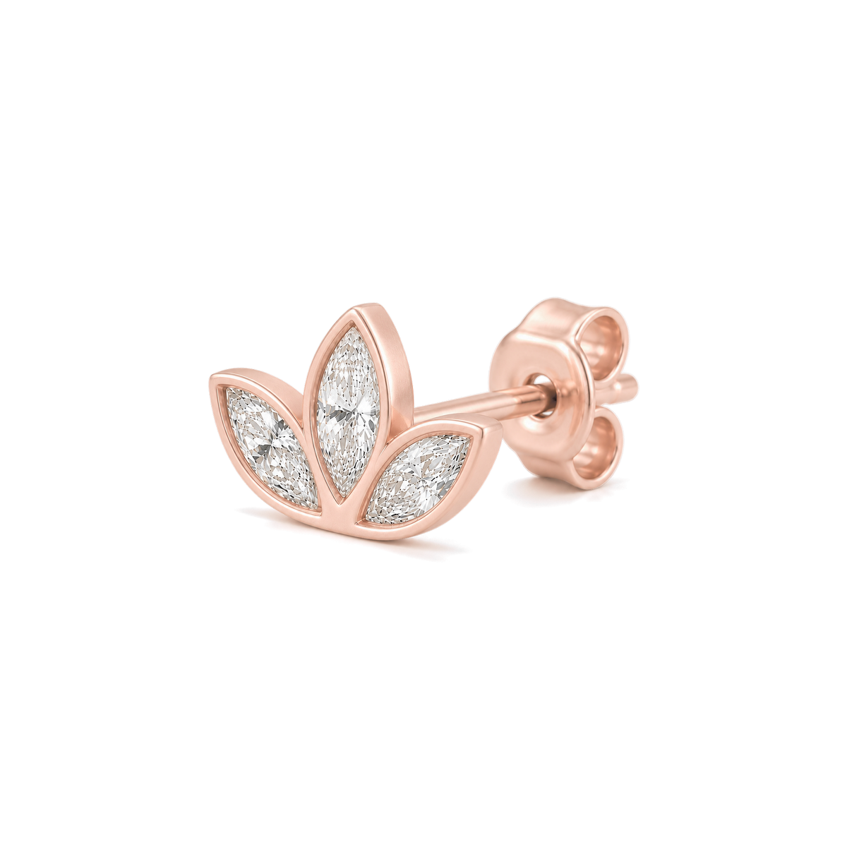 Lotus Diamond Cluster Stud in Rose Gold