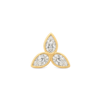 Marquis Diamond Trinity Stud in Yellow Gold
