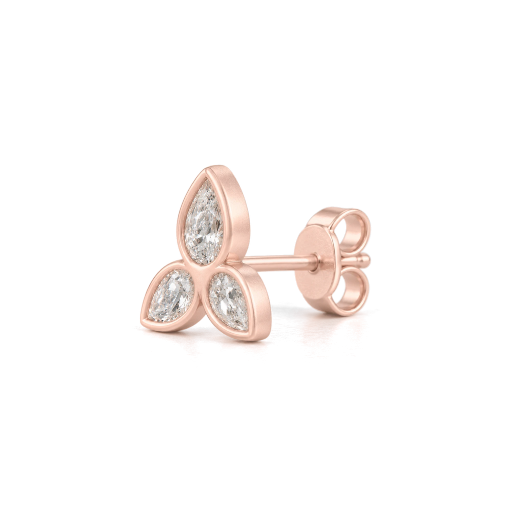 Marquis Diamond Trinity Stud in Rose Gold