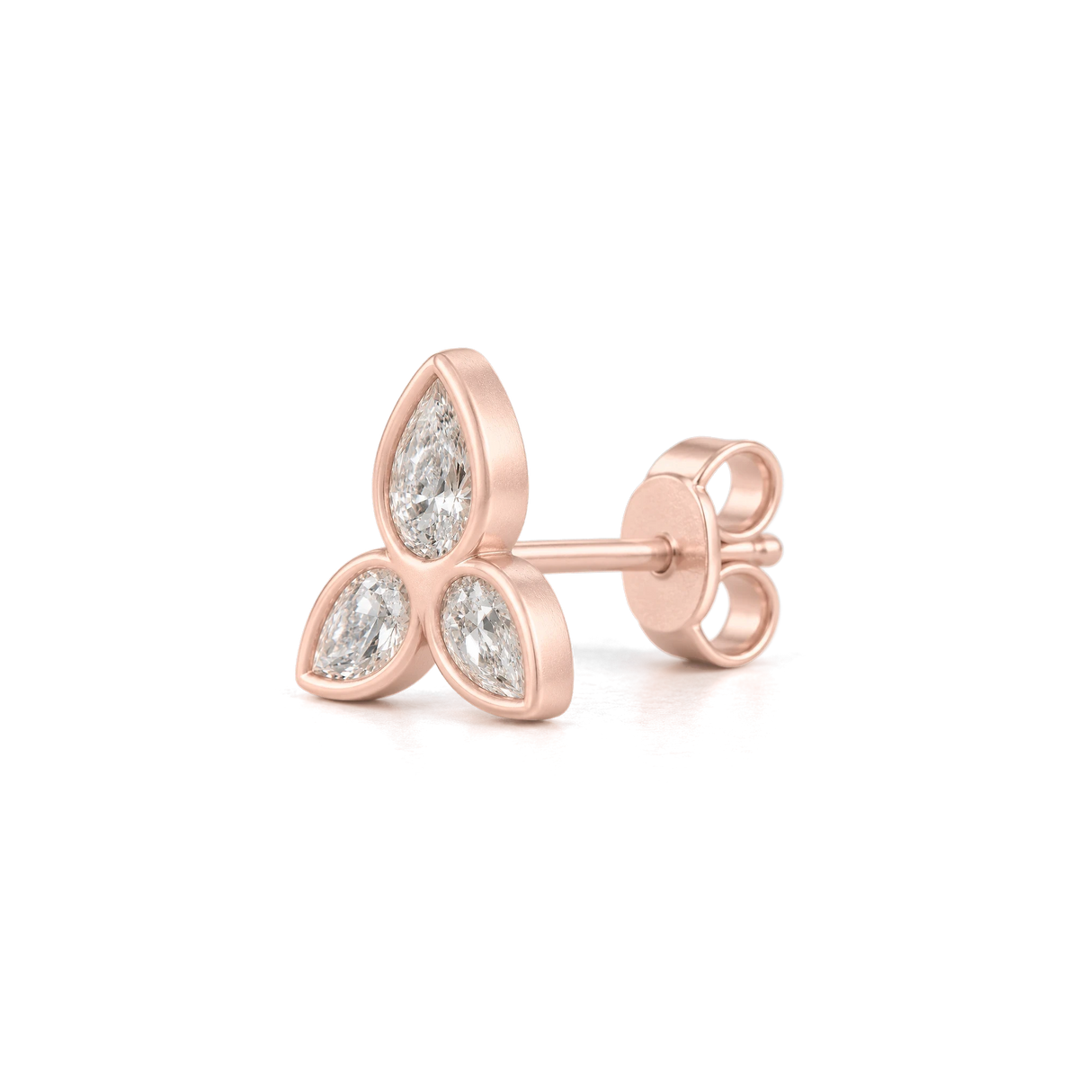 Marquis Diamond Trinity Stud in Rose Gold