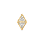 Triangle Diamond Duo Stud in Yellow Gold angled view